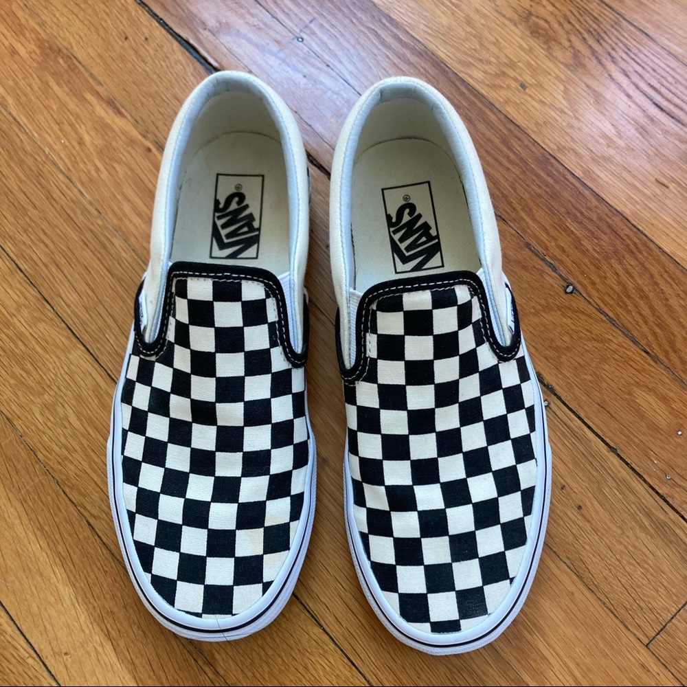 Vans Black White Checker Slip-Ons size 7.5 Perfect